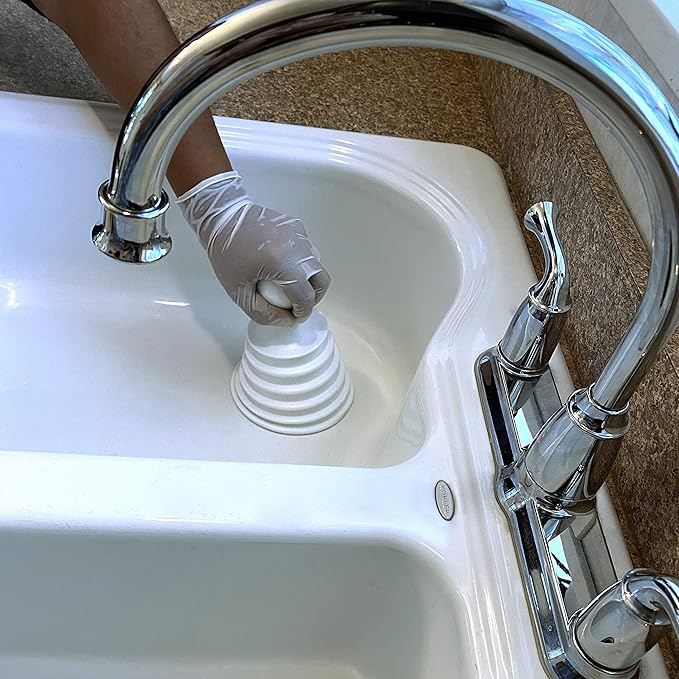 Master Plunger Mighty Tiny Plunger Designed for Bathroom/Kitchen Sinks, Perfect for RV’s. Unclogs Fast & Easy (Patent Pending), White