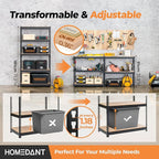 HOMEDANT 35.9" W 5 Tier Heavy Duty Garage Shelving Adjustable Metal Rack Storage Shelves Standing Shelf Unit Organizers Pantry Closet Black 1Pack