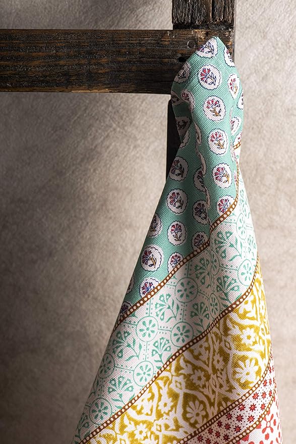 Maison d' Hermine Kitchen Towels Set of 3 100% Cotton 27.50" x 20" Reusable Cloth Tea Dish Towels Absorbent with Hanging Loop for Kitchen, Home, Dining, Cocktail Parties Spring/Summer (Provence)