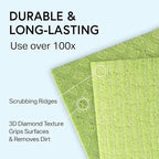 Swedish Wholesale Dishcloths Reusable 8" x 7" Sponge Cloths, Bulk 10 Pack of High Absorbent Cellulose Dish & Kitchen Cleaning Hand Towels, Wring to Dry & Machine Wash, Odor Resistant, Purple
