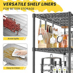 795LBS 3-Shelf Adjustable Storage Shelves 35.1" W x 14" D x 36" H Metal Shelving Unit Heavy Duty Wire Rack Small Organizer with Shelf Liners for Kitchen Pantry Bathroom Closet Garage Black