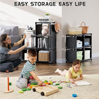 Mavivegue Bookshelf,16 Cube Storage Organizer,Book Shelf Organizer,Tall Bookcase,Black Cube Shelf Cubbies Closet Storage Shelves for Bedroom,Living Room,Home,Office, 16-Grid