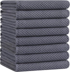 Homaxy 100% Cotton Oversized Waffle Weave Kitchen Dish Towels, Ultra Soft Absorbent Quick Drying Cleaning Towel, 20 x 28 Inches, 8-Pack, Dark Grey