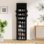 Calmootey 9 Tier Shoe Rack Organizer,Portable Shoe Shelf with Nonwoven Fabric Cover for Closet Hallway,Bedroom,Entryway,17.72x11.81x62.99inches,Black