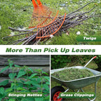 Walensee Leaf Grabber Rake with Long Steel Handle, Heavy Duty Leaf Picker Upper & Garden Claw, Multi-Use Leaves Scoop and Hands Rake for Lawn & Yard Shrub Cleanup