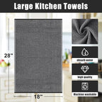 Homaxy Premium Kitchen Towels(18”x 28”, 6 Pack), Large Cotton Kitchen Hand Towels, Flat and Terry Dish Towels, 380 GSM Highly Absorbent Tea Towel Set with Hanging Loop, Black