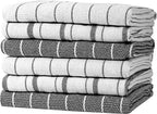 Zeppoli Classic Kitchen Towels - 6 Pack 100% Natural Cotton Towel Set, Reusable Wash Cloths, Absorbent Dish Towels, Machine Washable Hand Towels, Kitchen Essentials, 20" x 28" - Black VAR