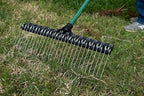 THE GROUNDSKEEPER II Green Rake 55-inch Lightweight Fiberglass Handle, 21-inch Head, Durable Steel Tines for Gardening, De-Thatching or Professional Landscaping