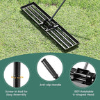 Goplus Lawn Leveling Rake, 46" x 10" Heavy Duty Level Lawn Tool w/ Ergonomic Handle for Soil, Effort-Saving Landscape Rake for Garden, Backyard, Golf Course, Farm, Pasture, Black