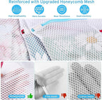 2nd Gen Honeycomb Mesh Laundry Bags for Delicates, Lingerie Bags for Washing Delicates, Travel Storage Organize Bag, Clothing Washing Bags for Blouse, Bra, Hosiery, Underwear and More(3 Pcs, 1L,1M,1S)