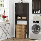UTEX Bathroom Storage Over The Toilet, Above Toilet Storage Cabinet Organizer with Adjustable Shelves and Double Doors, Espresso