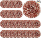 Yinkin 100 Pieces Stainless Steel Scrubber Bulk Steel Wool Scrubber Metal Sponge Wire Scouring Pad Heavy Duty Clean Dish Pot Pan and Oven for Kitchen, Bathrooms, and More (Copper)