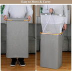 iEGrow Laundry Hamper with Lid, 110L Large Laundry Hamper with Handle and Lid, Collapsible Clothes Basket Organizer with Removable Inner Bag for Clothes Toys Towels - Grey