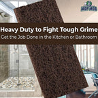 Heavy Duty XL Brown Scouring Pad 2 Pack. 10 x 4.5in Large Multipurpose Nylon Scrubbing Sponges. Clean Bathrooms, Kitchens, Counters and Floors to Erase Grime and Make Surfaces Sparkle