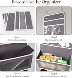 Over Door Organizer with 4 Large Capacity Pockets, Hanging Organizer Storage for Closet Bathroom Nursery Bedroom Dorm, Toys Cosmetics Sundries and Baby Essentials, Gray