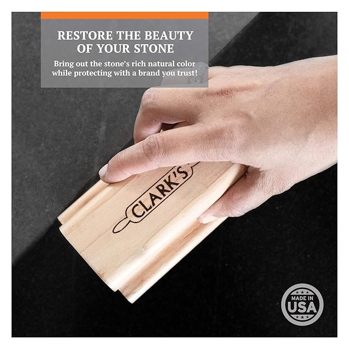 CLARK’S Natural Stone Wax - Seal and Protect Soapstone, Slate and Concrete with Carnauba and Beeswax - Use on Kitchen and Bath Countertops - Enriched with Lemon and Orange Extract, Large 32oz