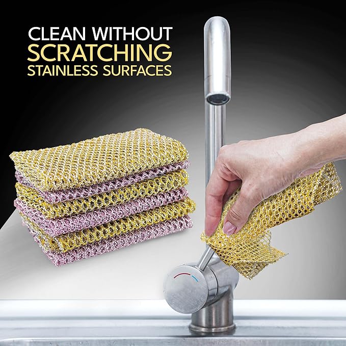 The Crown Choice Heavy Duty Non-Scratch Dish Scrubbers for Cleaning Dishes & Pots (6Pcs) - Replace Kitchen Sponges for Dishwashing with Our Scouring Pads - Try Our Alternative Dish Washing Scrub