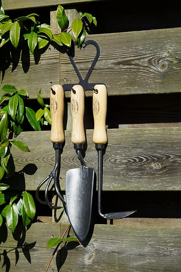 Dewit 3-Tool Bundle with Holder, 3-Piece Lightweight Gardening Set with Hand Trowel, Right Hand Cape Cod Weeder, and Cultivator