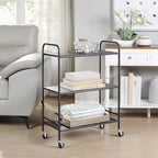 SunnyPoint Metal Rolling Organizer Utility Craft Cart (Large, BLK)