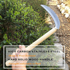 SHANFEEK Grass Sickle Japanese Weeding Hoe Garden Hand Tool Weeding Tools for Garden High-Strength Steel with Solid Wood Handle (Beige)