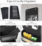 Over Door Organizer with 4 Large Capacity Pockets, Hanging Organizer Storage for Closet Bathroom Nursery Bedroom Dorm, Toys Cosmetics Sundries and Baby Essentials, Black