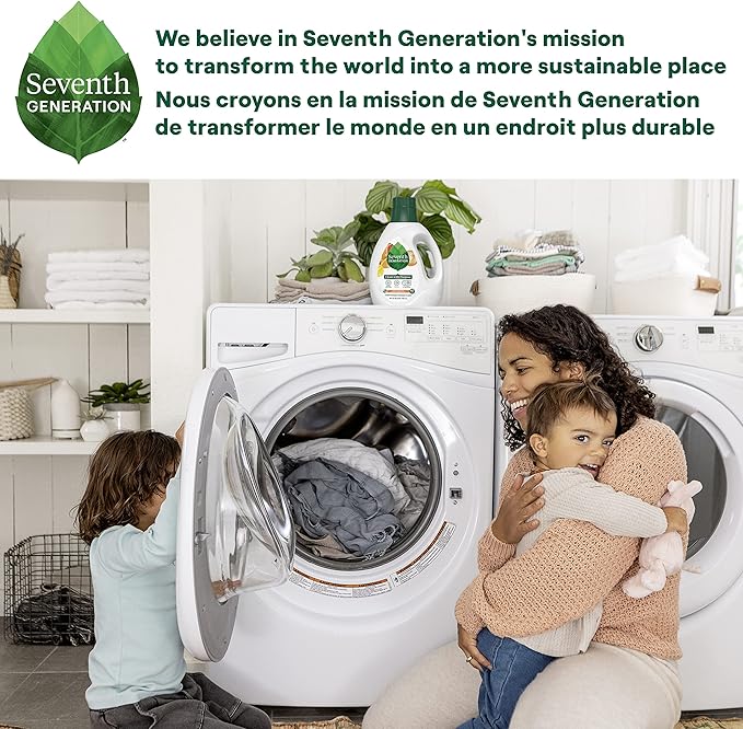 Seventh Generation Fresh Citrus Scent Liquid Laundry Detergent, 60 Loads, Dyes Free, 90 Fluid Ounces (Pack of 4)