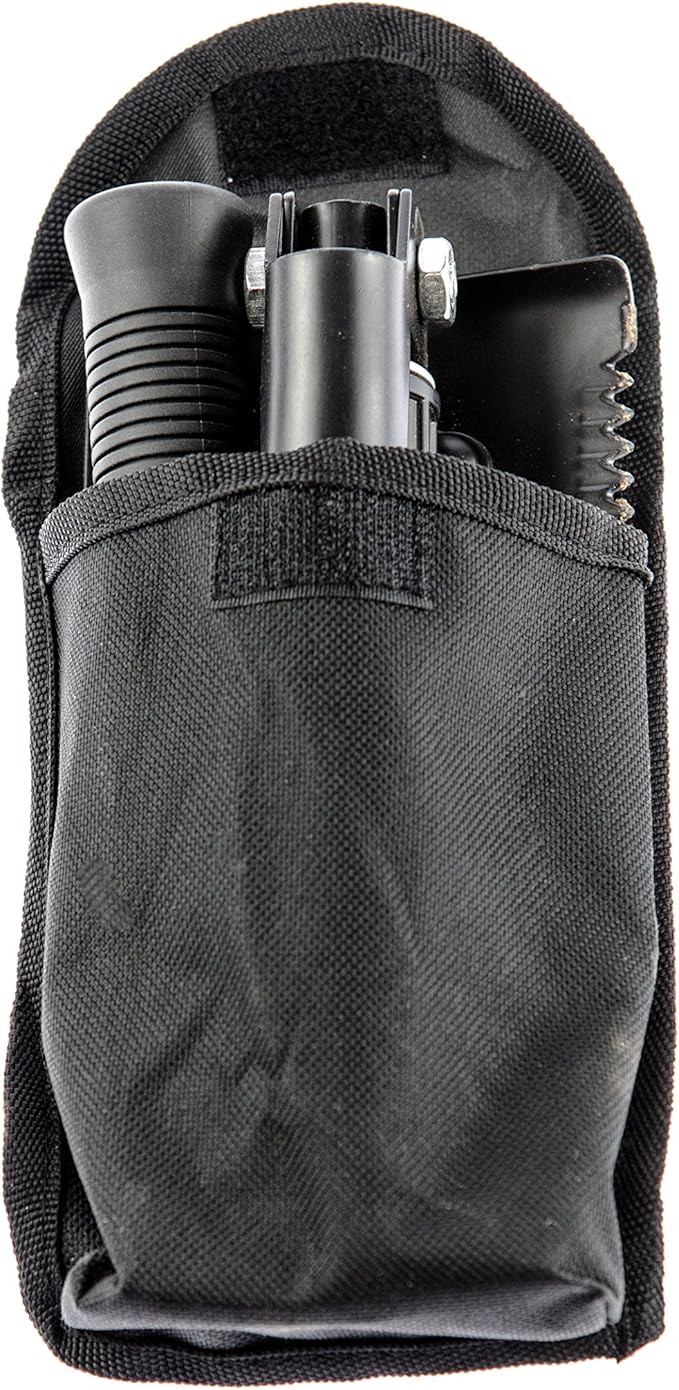 SE 16" 3-in-1 Mini Folding Shovel with Pick and Saw - Compact, Heat-Treated Carbon Steel Tool with Carrying Case