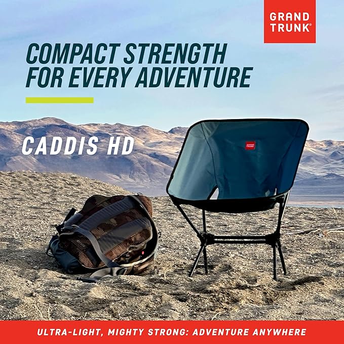 GRAND TRUNK Caddis HD – Heavy Duty Portable Outdoor Chair, Lightweight Camping Chair, Compact Folding Design for Travel, Backpacking & Outdoor Adventures (Storm Blue)