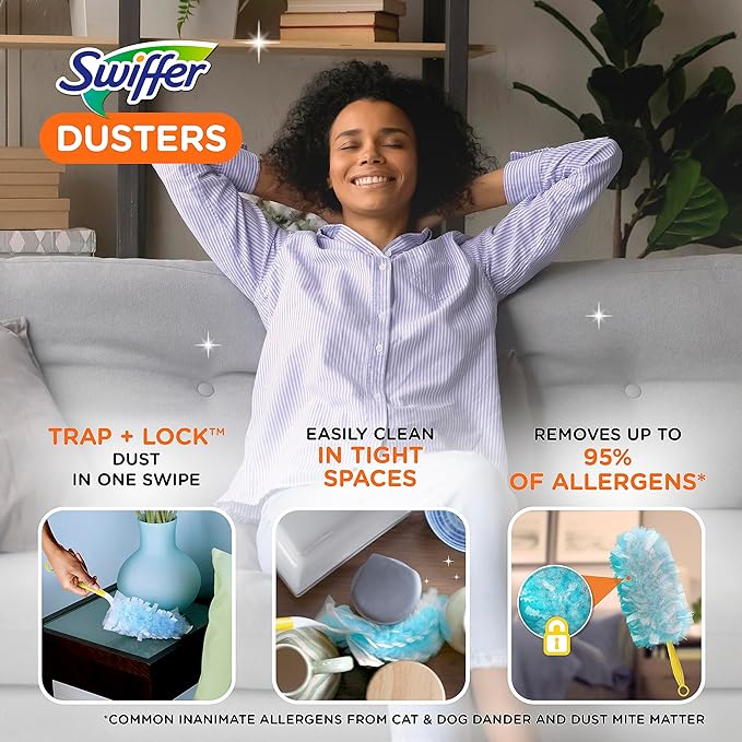 Swiffer Dusters Starter Kit, Kit Includes 1 Handle and 5 Dusters