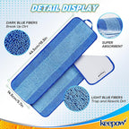 KEEPOW Microfiber Cleaning Pad, Mop Replacement Pads for Hardwood Floor Cleaner, 18 Inch, Washable & Reusable Spray Refills for Hard Surface Laminate Wood (3 Pack)