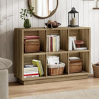 ChooChoo 6 Cube Storage Organizer, Wooden Bookcase with Storage, Cube Storage Bookshelf for Bedroom and Home Office, Rustic Oak