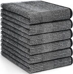 Homaxy Premium Kitchen Towels(18”x 28”, 6 Pack), Large Cotton Kitchen Hand Towels, Flat and Terry Dish Towels, 380 GSM Highly Absorbent Tea Towel Set with Hanging Loop, Black