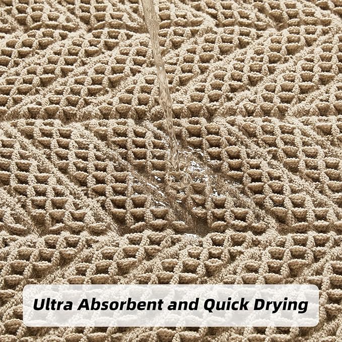 Bathroom Floor Mat,Boho Bathroom Mat,Super Absorbent Bath Rug,Bathroom Rugs Non Slip Washable, Quick Dry Shower Mats, Ultra Soft Bath Mat Towel,Brown,19"*48"