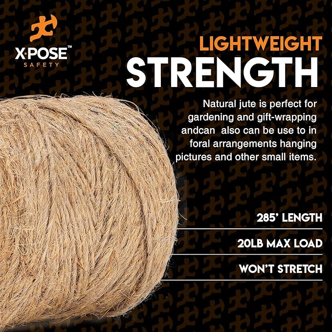 Jute Twine - 1 Ply Brown Roll 285 Feet Natural Jute String for Crafts, Packaging, Wrapping, Decorative Rope Cord for Hanging Ornaments (2 Packs)