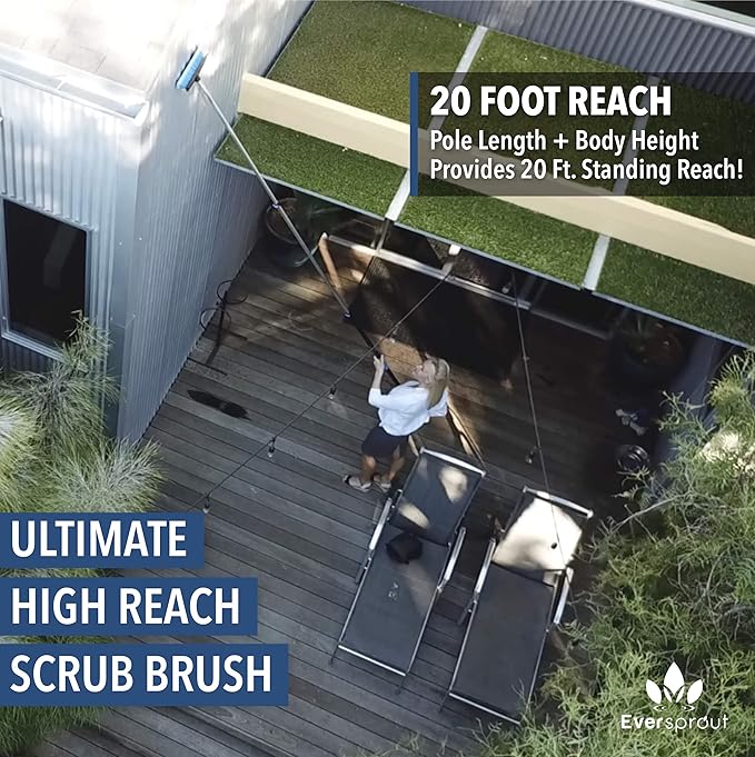 EVERSPROUT 5-to-12 Ft Car Brush with Rubber Bumper, Lightweight Extension Pole Handle, Soft Bristles Car Wash Brush, RV Wash Brush, Truck Wash Brush, Boat Brush, Solar Panel Cleaning Brush and Pole