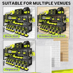 Large Power Tool Organizer Wall Mount with Charging Station, 8 Outlet Power Strip, 4 Layers 8 Drill Holder Heavy Duty Metal Tool Storage Loads 420lbs with Screwdriver Holder, Utility Racks for Garage