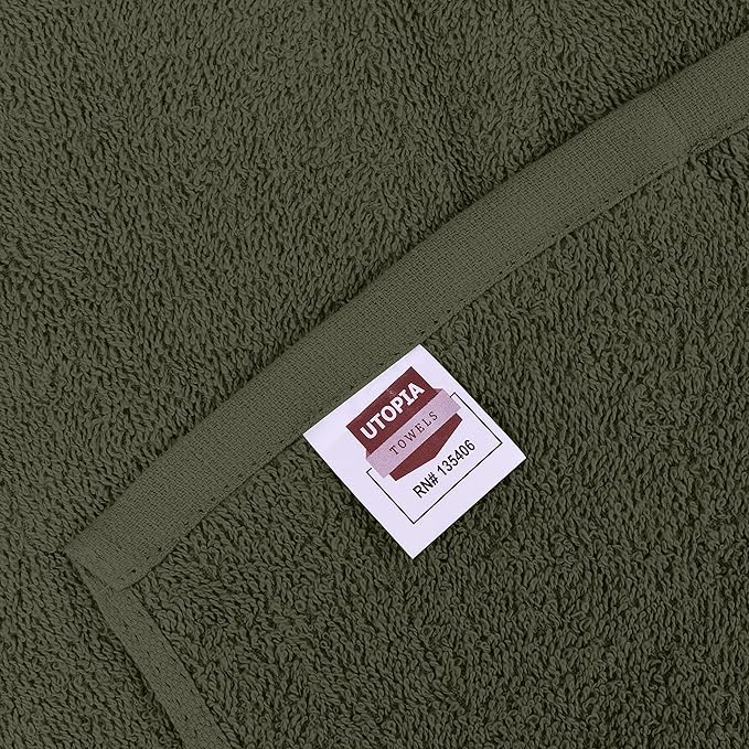 Utopia Towels 24 Pack Cotton Washcloths Set, 100% Ring Spun Cotton, Premium Quality Flannel Face Cloths, Highly Absorbent and Soft Feel Fingertip Towels, Dusty Olive