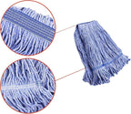 String Mop Heads Replacement Heavy Duty Commercial Grade Blue Cotton Looped End Wet Industrial Cleaning Mop Head Refills (3, Medium)