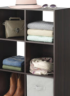 Whitmor 6 Cube Storage Organizer, 3 Tier Stackable Mdf Wood Bookcase, Open Storage Display Bookshelf, Storage Cabinet for Living Room, Bedroom, Home, Office, 23.7"L x 11.7"W x 35.2"H, Black