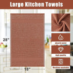 Homaxy Premium Kitchen Towels(18”x 28”, 8 Pack), Large Cotton Kitchen Hand Towels, Flat and Terry Dish Towels, 380 GSM Highly Absorbent Tea Towel Set with Hanging Loop, Rust