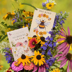Bentley Seed Co. | Bee Kind Pollinator | Beautiful Bee Art | Environmental Favors Cards for Guests Seed Packets | Pollinator Wildflower Mix Seed Packets | Eco-Friendly Hand Out Gift | 25 Pack