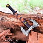 MDM-012 Custom Hand Forged Viking Axe Real Tomahawk Viking Hatchet Beared Camping Axe, 5160 HIGH Carbon Steel Blade, Throwing Set Vintage Ax Viking Gift for Him Ax
