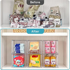 Vtopmart 8 Pack Large Stackable Storage Drawers,Clear Acrylic Drawer Organizers with Handles, Easily Assemble for Fridge, Bathroom,Kitchen Undersink,Cabinet,Pantry Organization and Storage