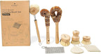 Bamboo Dish Brush Set, 9 Piece for Vegetable, and Kitchen Dish Cleaning, Sisal & Coconut Fibers with Bamboo Handles, Kitchen Brushes for Dishes, Pots, Pans