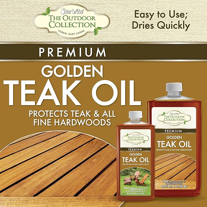 STAR BRITE Teak Care Kit 32 OZ - Cleaner, Brightener Spray & Teak Oil for Fine Woods (081205)