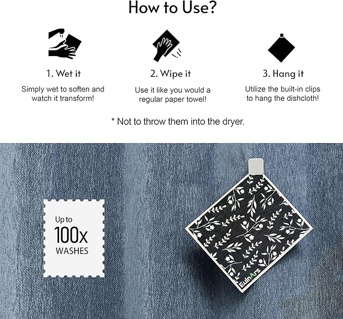 Swedish Dishcloths for Kitchen, 8 Pack Flower Reusable Paper Towels Washable, Non-Scratch Swedish Kitchen Towels, Super Absorbent Cellulose Dish Cloths, Eco Friendly