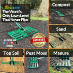 Landzie AeroLeveler - The Lawn Leveling Rake That Never Flips - Patented 24" inch Wide Pneumatic Lawn Level for Yard, Dirt, Soil, Sand, Provides Stability and Control (Pneumatic 24" Leveling rake)