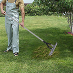 Thatch Rake - 15-Inch Wide Adjustable Handle Thatching Rakes, Adjustable Rake Head Weed Tool, Weed rake for Removing Dead Grass, Combing Lawn & Aerating Garden Soil