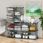 Wire Cube Storage Organizer, 12 Cubes Converted into 14 Cubes, Sturdy Metal Grids Storage Shelf Closet Shelving Units and Storage, Shelves for Bedroom LIvingroom Office