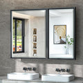 TokeShimi 40x30 Beveled Mirror with Storage Bathroom, Black Recessed Medicine Cabinet with Mirror Aluminum, Wall Mount Metal Recessed Medicine Cabinets for Bathroom